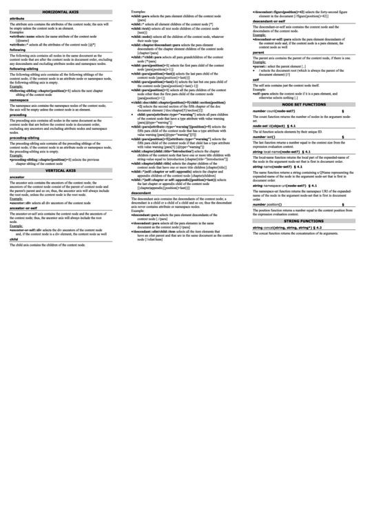 Deepx Xml Path Language Quick Reference Printable pdf
