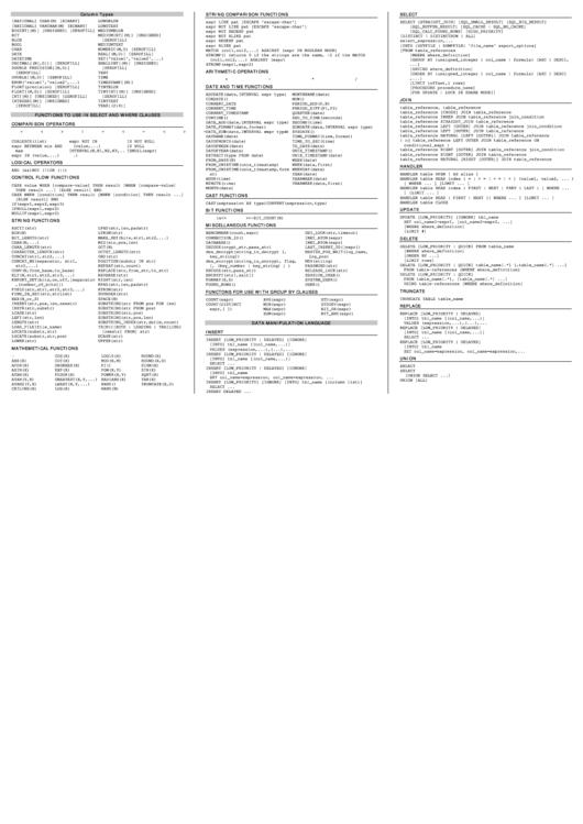 Mysql Reference Sheet Printable pdf