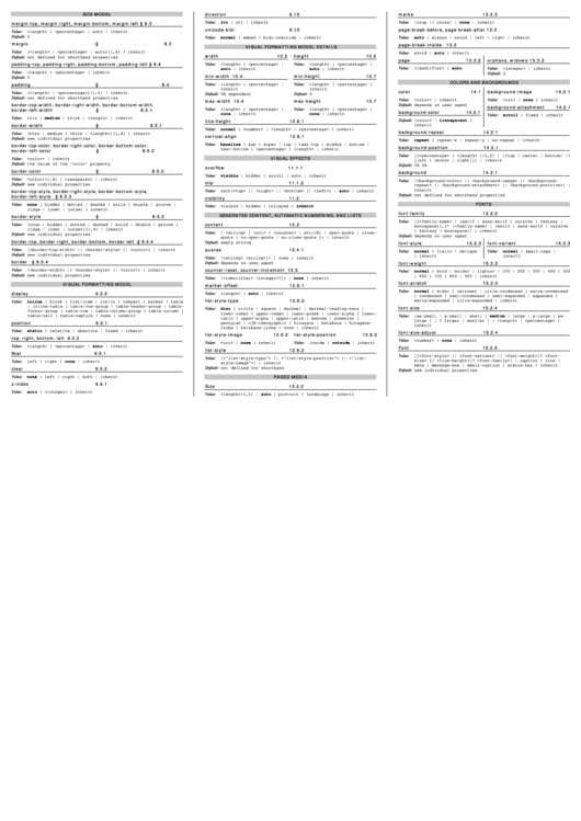 Quick Reference For Css Printable pdf