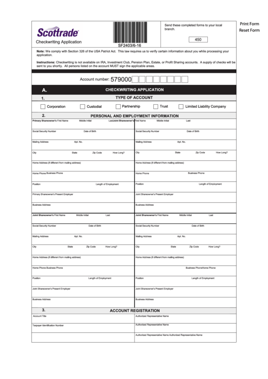 Fillable Scottrade Form Printable pdf