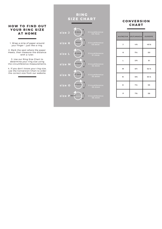 Ring Size Conversion Chart