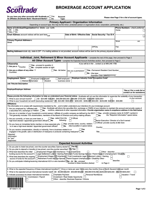 Fillable Brokerage Account Application, Simple Individual Retirement Account Forms Printable pdf