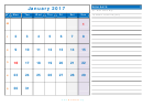 January 2017 Calendar Template Printable pdf