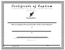Certificate Of Baptism Template - B/w Border