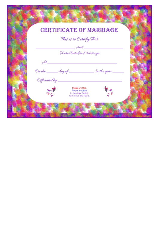 Certificate Of Marriage Printable pdf