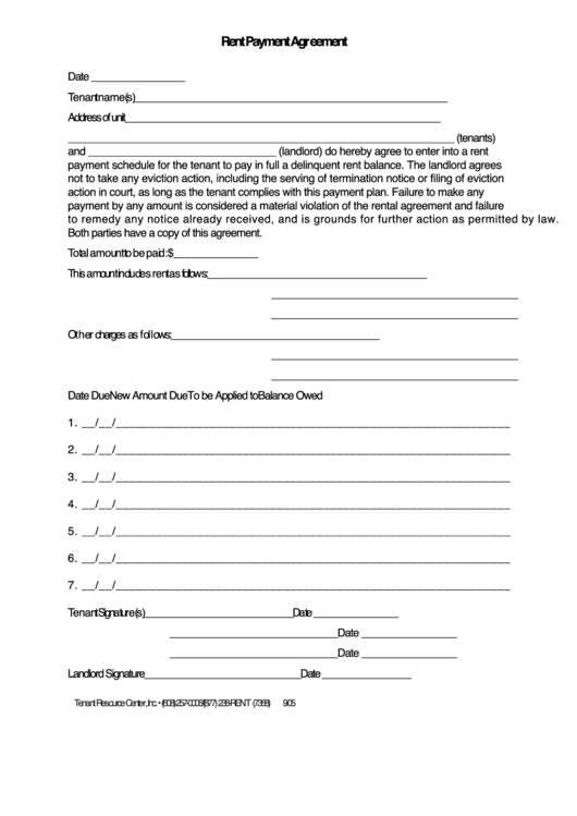 Rent Payment Agreement Template
