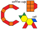 Cat, Coffee Cup Pattern Block Templates