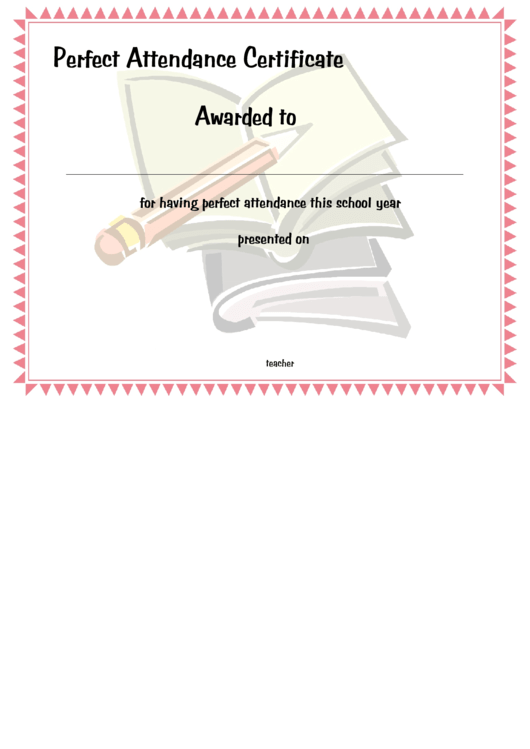 Perfect Attendance Certificate Template Printable pdf