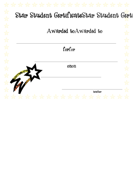 Star Student Certificate Template Printable pdf