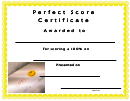 Perfect Score Certificate Template