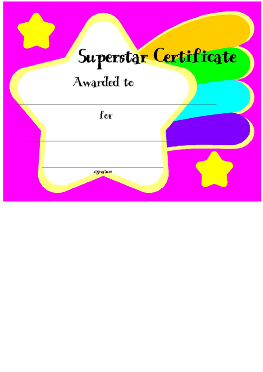 Superstar Certificate Template Printable pdf