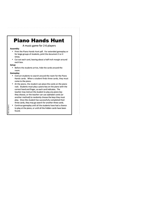 Piano Hands Hunt Game Printable pdf