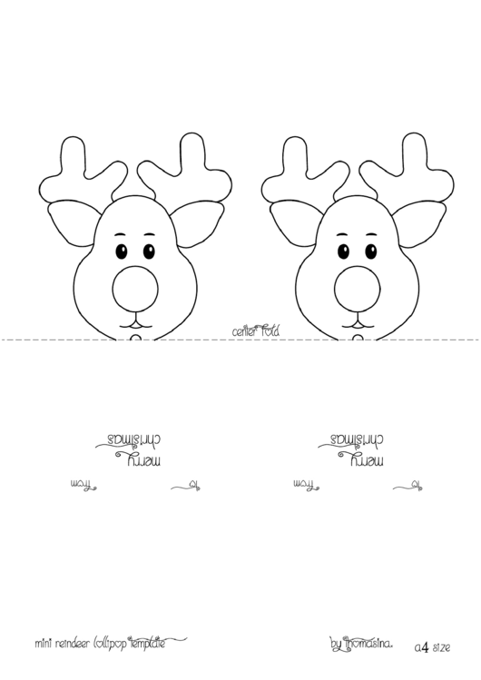 Mini Reindeer Head Lollipop Template Printable pdf