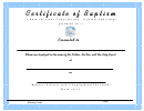 Certificate Of Baptism Template - Blue Border