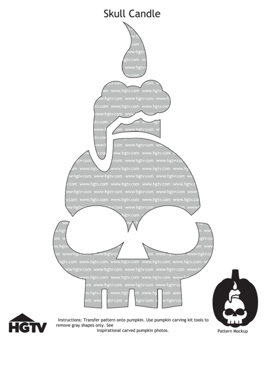 Skull Candle Pumpkin Carving Template Printable pdf
