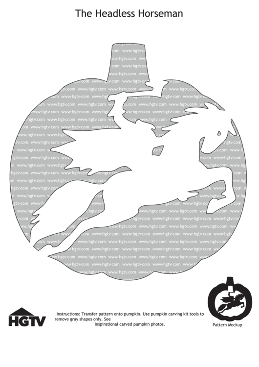 The Headless Horseman Pumpkin Carving Template Printable pdf