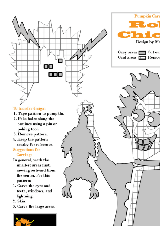 Robot Chicken Pumpkin Carving Template Printable pdf
