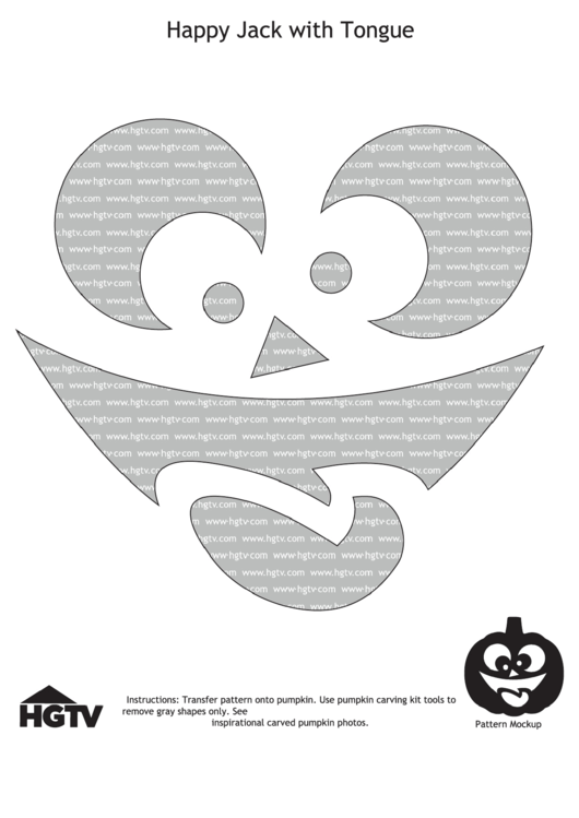 Happy Jack With Tongue Pumpkin Carving Template Printable pdf