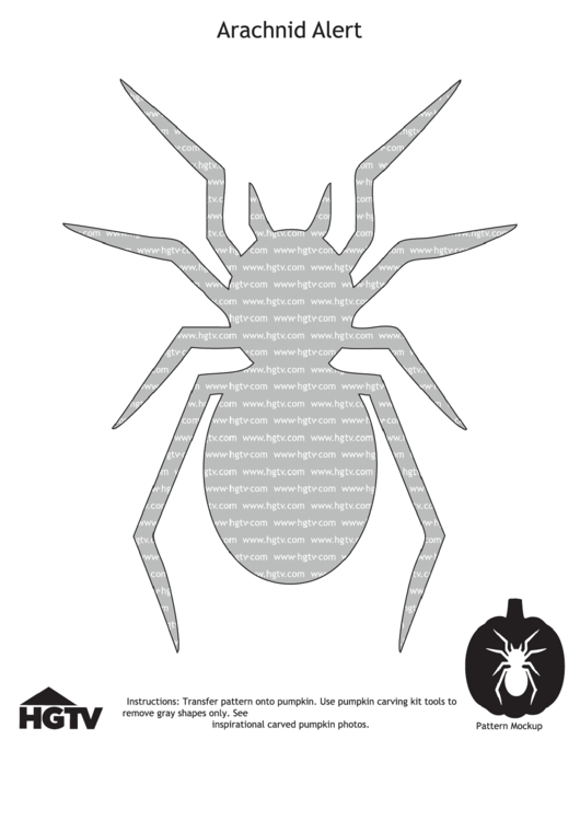 Arachnid Alert Pumpkin Carving Template Printable pdf