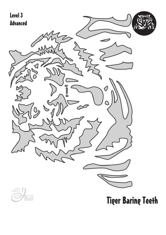 Tiger Baring Teeth Pumpkin Carving Template Printable pdf