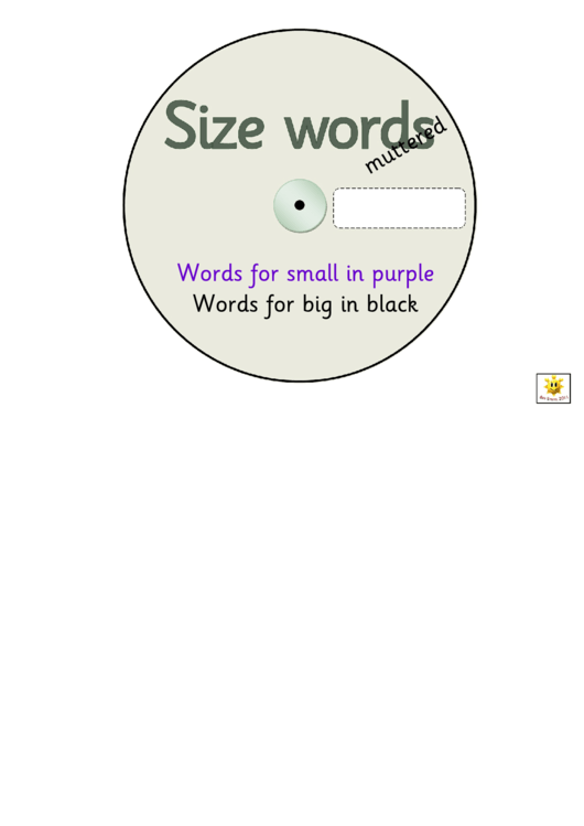 Grey Size Words Worksheet Printable pdf