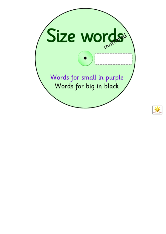 Green Size Words Worksheet Printable pdf