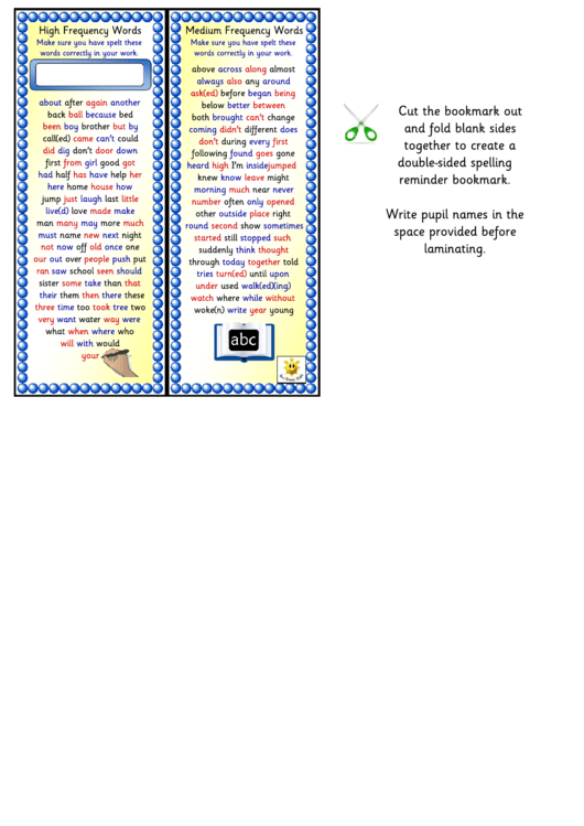 Bookmark Template - Yellow Background Printable pdf