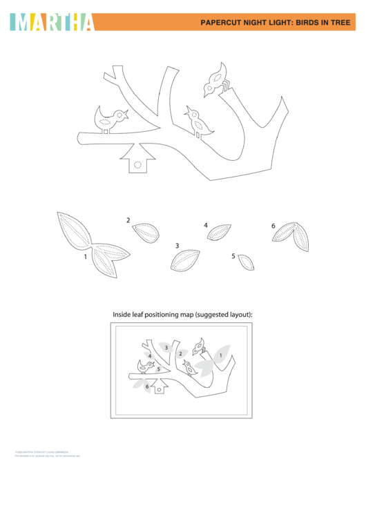 Papercut Night Light: Birds In Tree Printable pdf