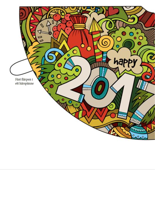 Multicolor Happy New Year 2017 Party Hat Template Printable pdf