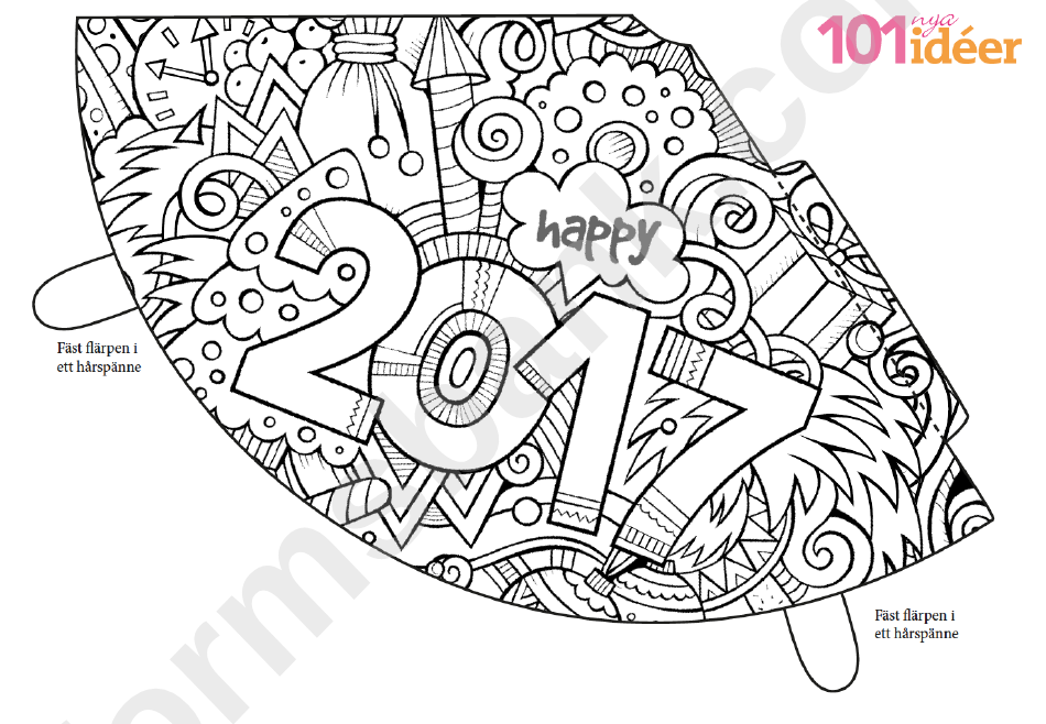 Happy New Year 2017 Party Hat Template