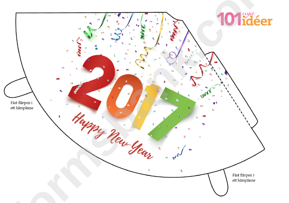 New Year Party Hat Template - 2017