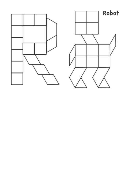 Robot Pattern Block Template Printable pdf