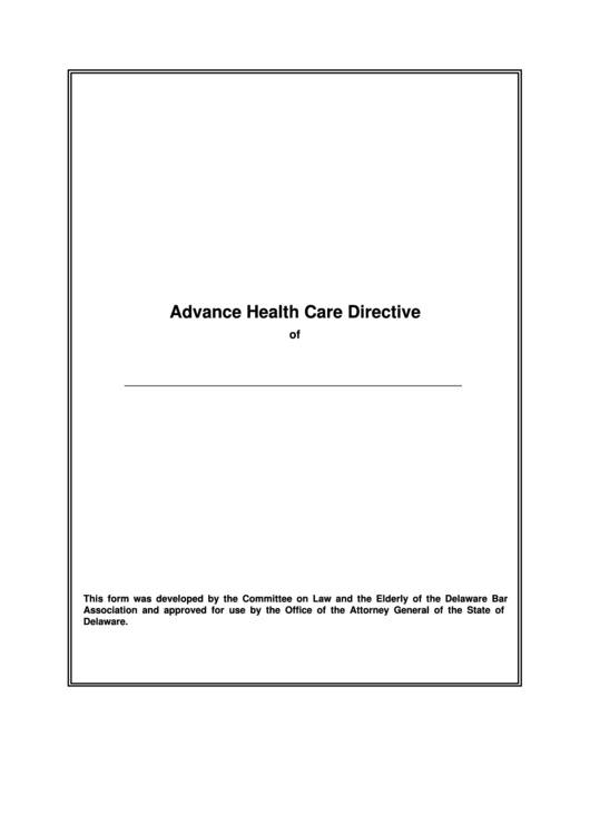 Fillable Advance Health Care Directive Template Printable pdf