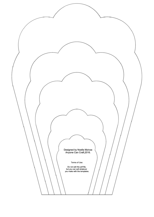 Large Flower Petals Template - Narrow Cloud-Shaped Printable pdf