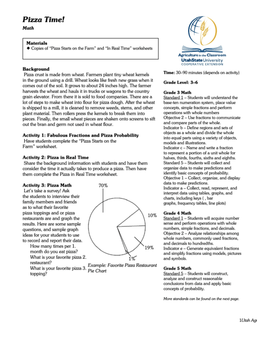 Pizza Time Math Worksheet Printable pdf