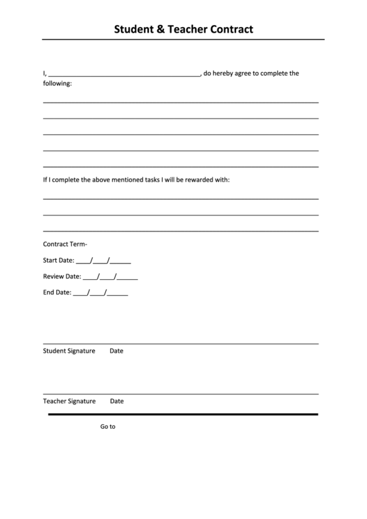 Student And Teacher Contract Printable pdf