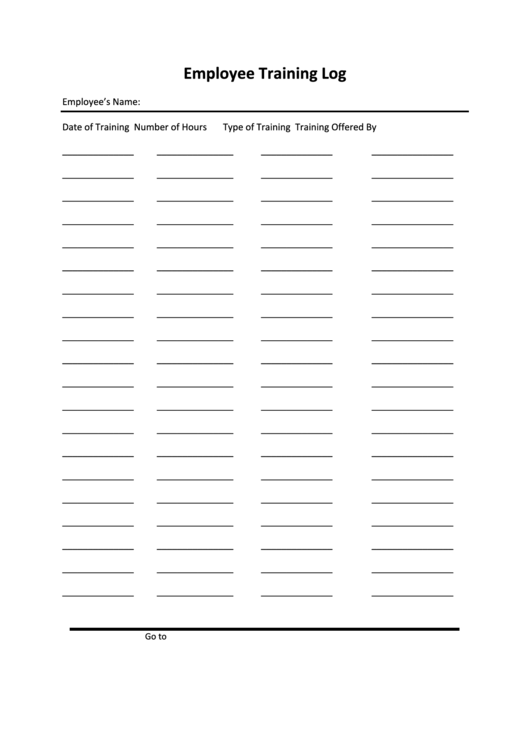 Employee Training Log Printable pdf