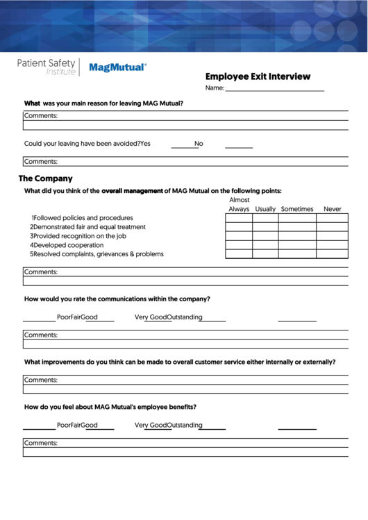 Top 30 Exit Interview Form Templates free to download in PDF format