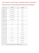 Youth Karate Gi Size Chart- Standard Awma Lightweight