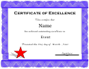 Certificate Of Excellence Template