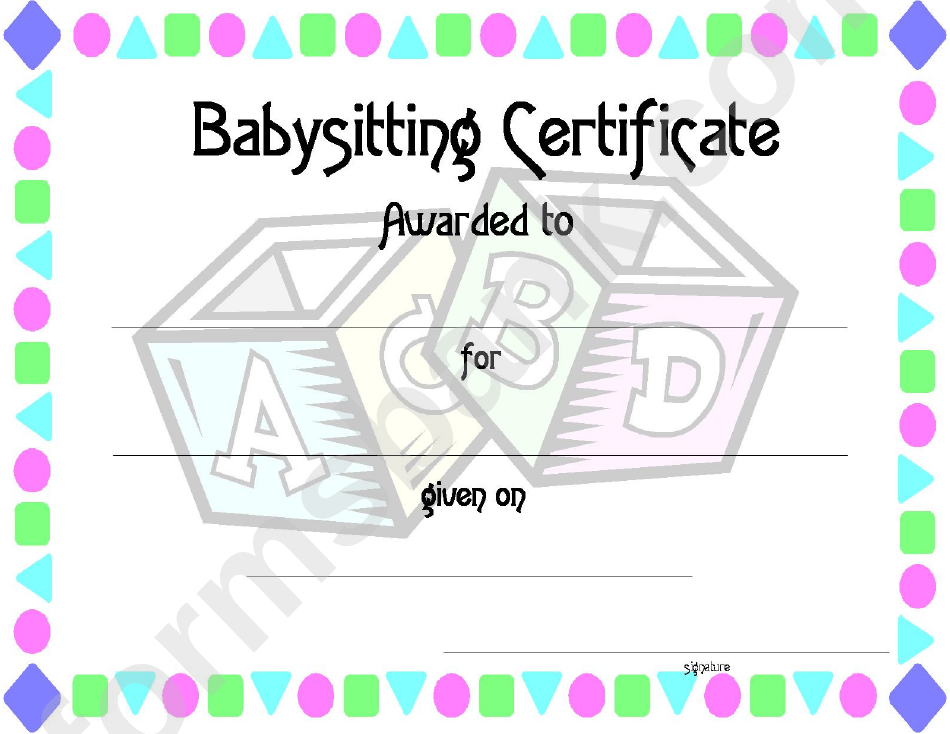 Babysitting Certificate Template