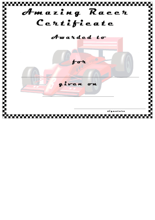 Amazing Racer Certificate Template Printable pdf