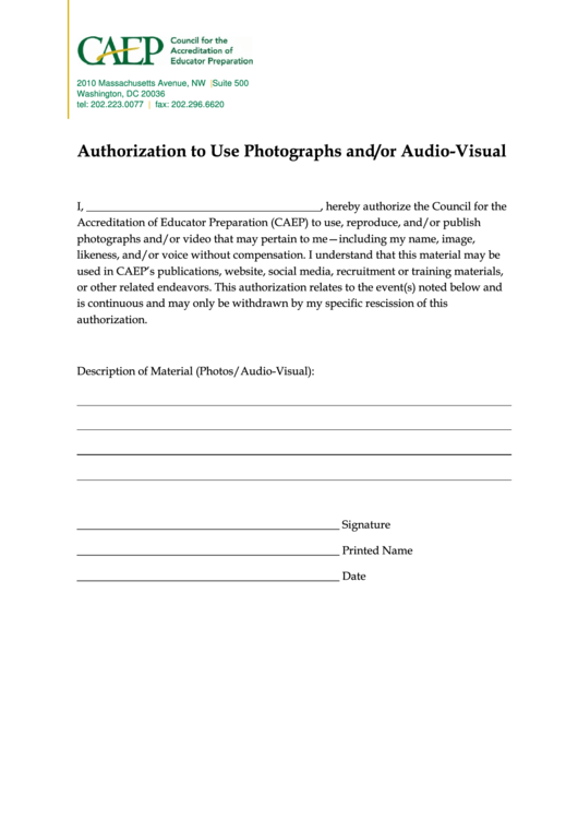 Authorization To Use Photographs