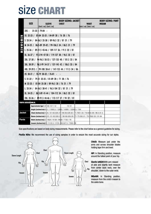 Zegrahm Expeditions Parka Size Chart Printable pdf