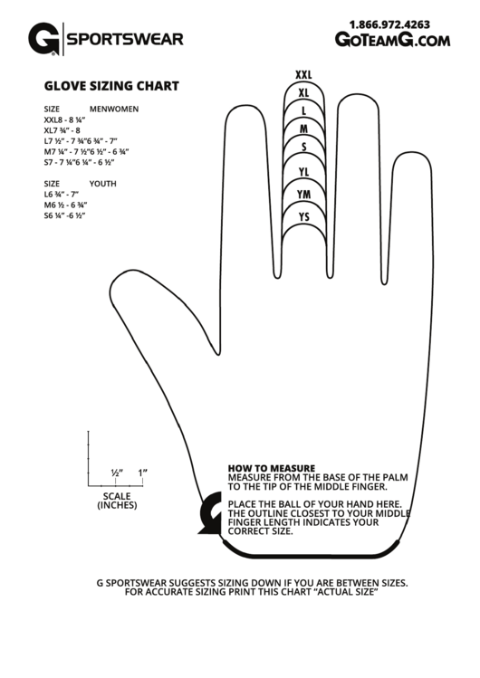 Sportswear Glove Sizing Chart Printable pdf