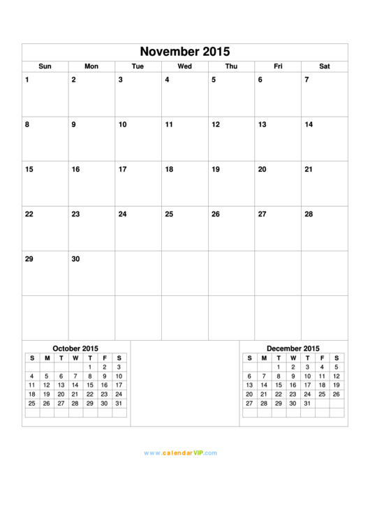 Calendar Template - November 2015 Printable pdf