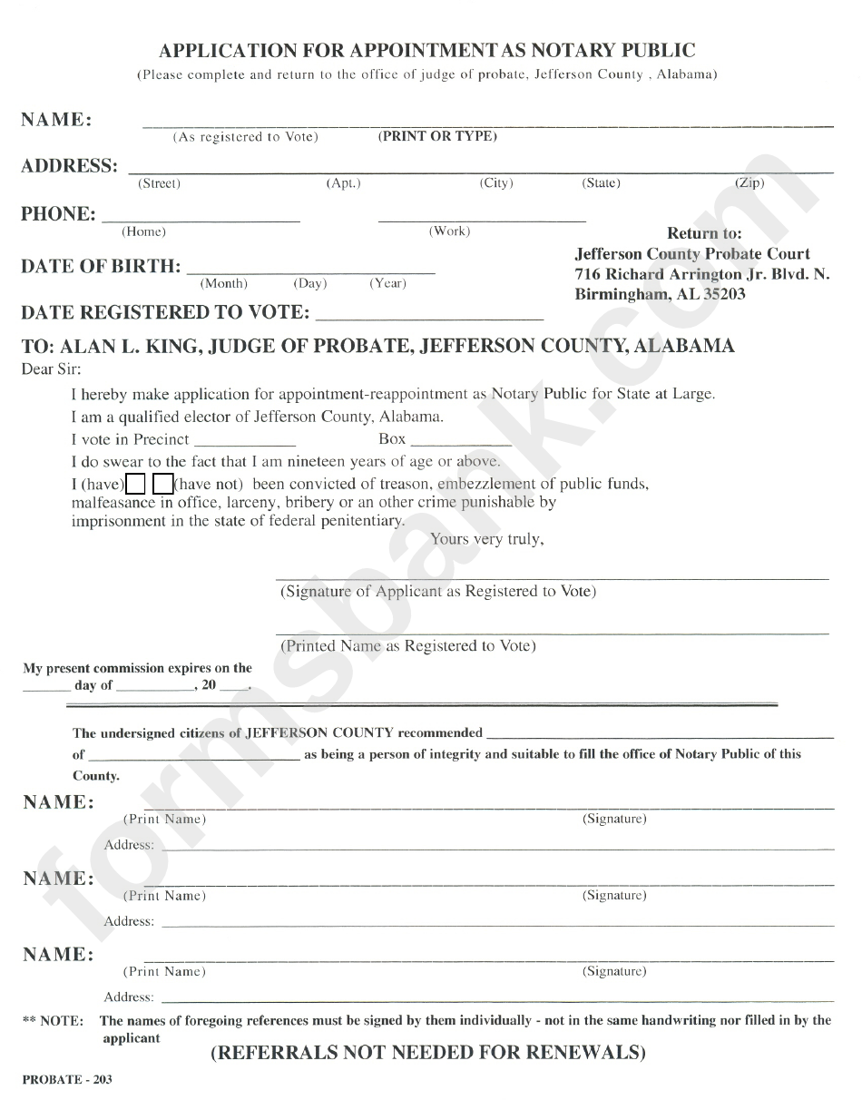 Application For Appointment As Notary