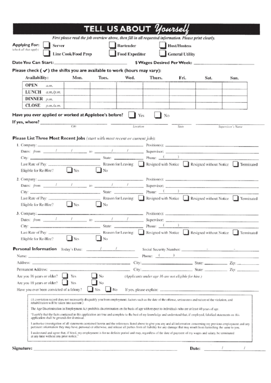 Fillable Job Application Form Sample Printable pdf