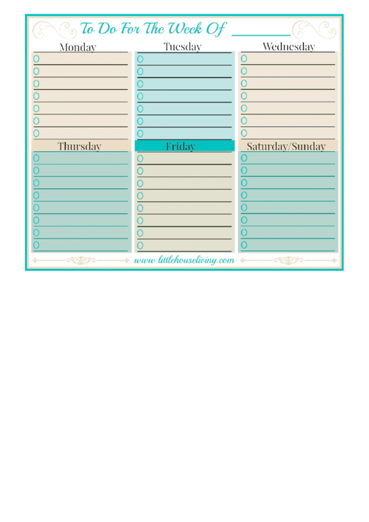 To Do For The Week Of Printable pdf