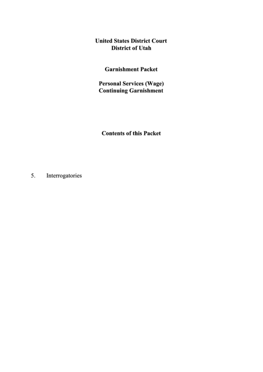 Garnishment Packet - Personal Services (Wage) Continuing Garnishment Printable pdf